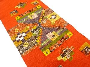 手織り真綿紬　抽象模様織り出し　名古屋帯